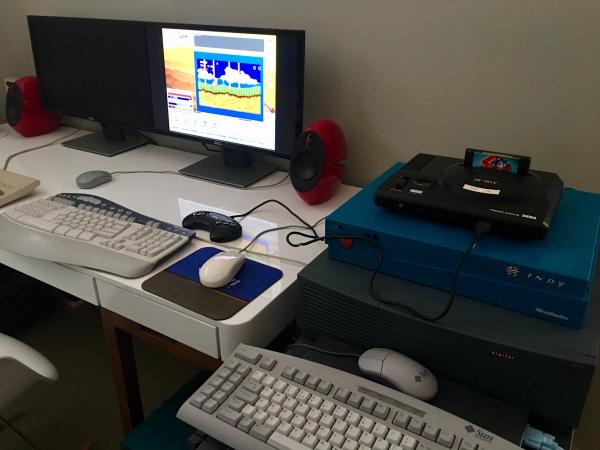 A SEGA Mega Drive outputting through an SGI Indy