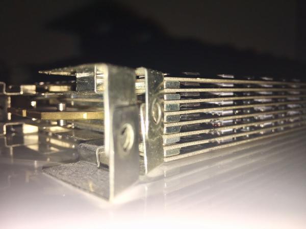 A closeup of the Cray 2 module's power blades