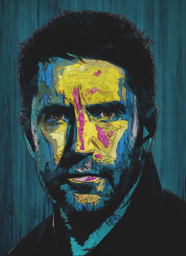 A painting of Trent Reznor, leader of the industrial band NiN