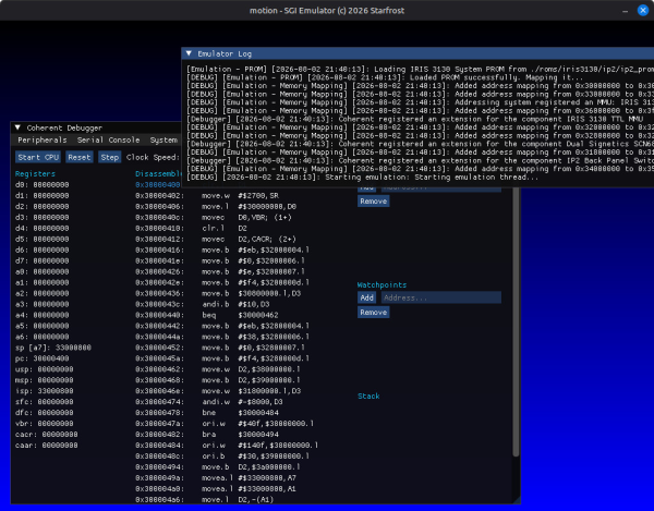 Motion now with a working renderer and a blue background.