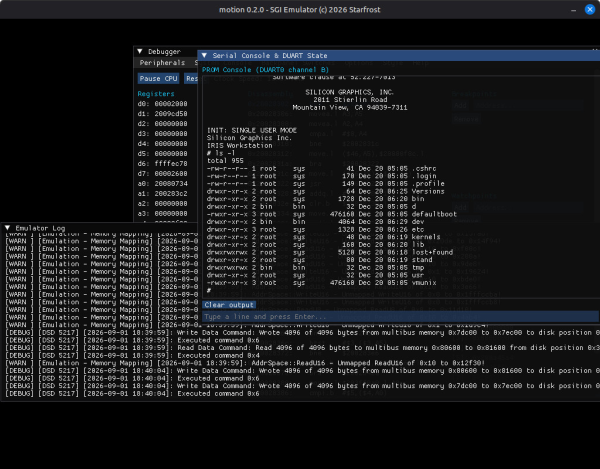 Motion running GL2 Unix! An LS has been entered